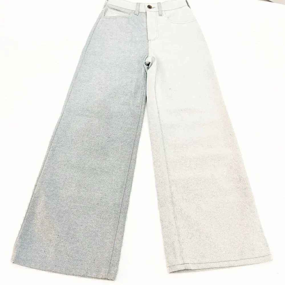 Imperfects Two Toned Light Wash Denim Jeans Wide Leg Style Size 24
